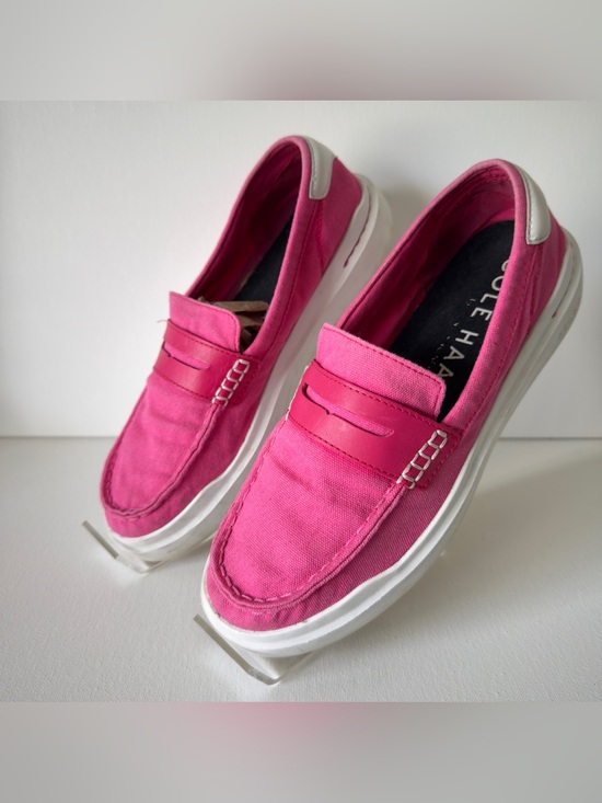 Cole Haan Shoes - Cole Haan Hot Pink Canvas Slip-On Loafers with White Sole